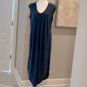 Nic + Zoe Deep Ocean linen blend midi dress Size L
